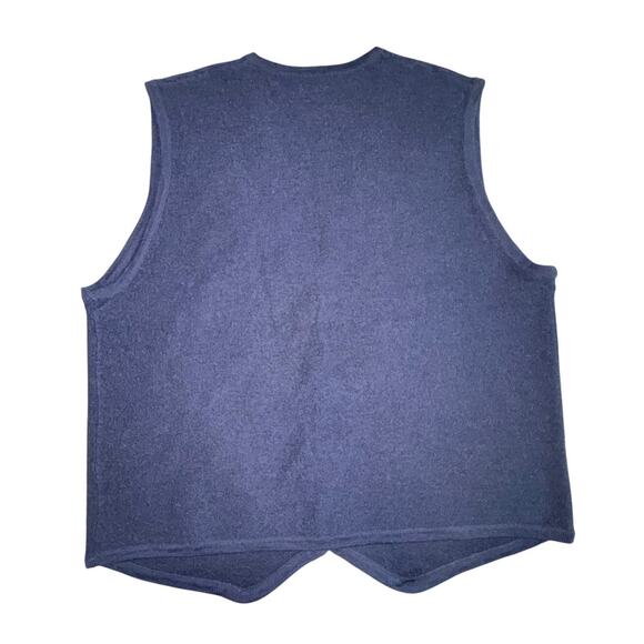 Vintage Koret Women's Medium Pure Wool Cardigan Sweater Vest Embroidery V-Neck - Picture 2 of 6